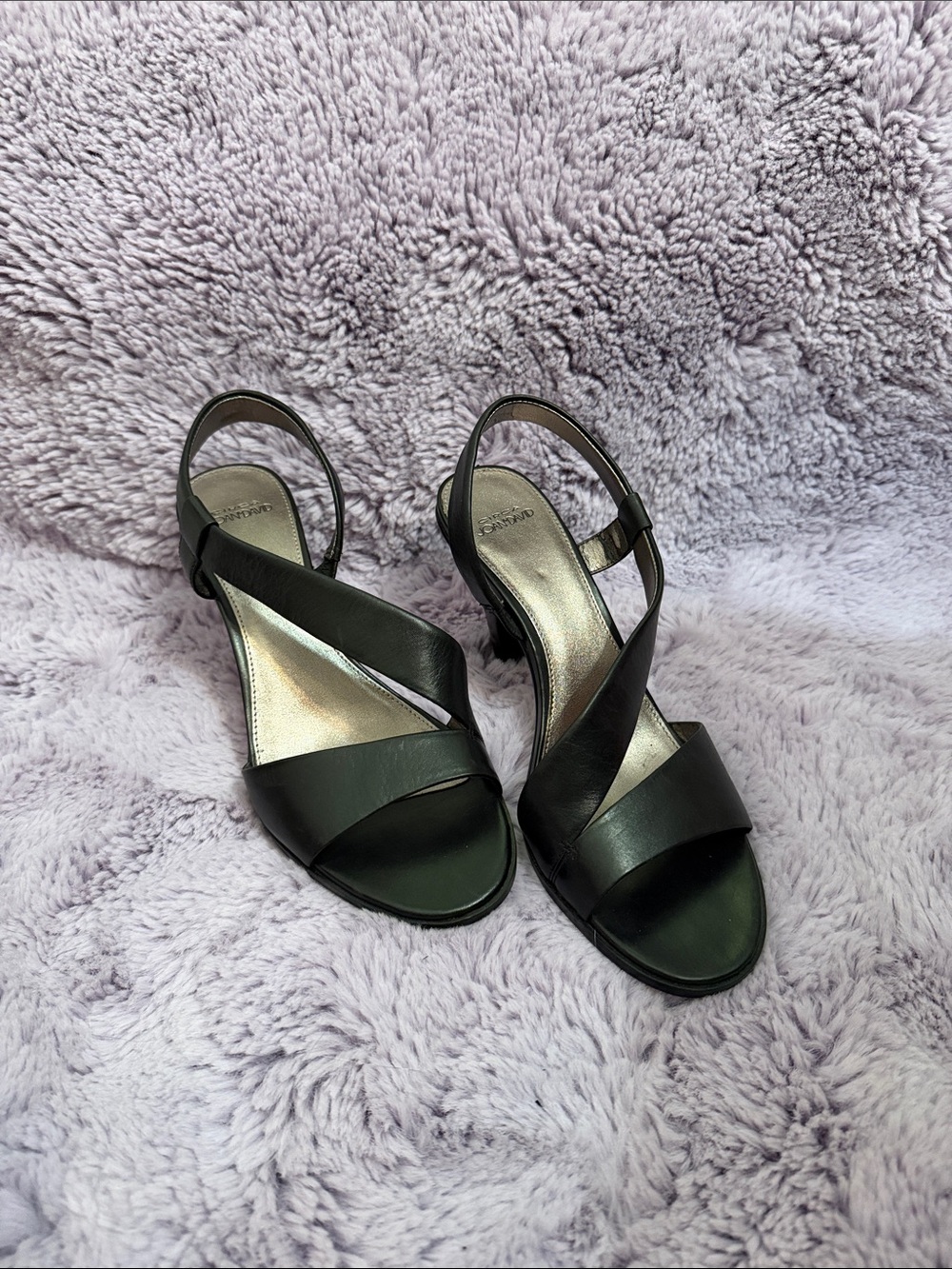 Black Leather Strappy Slingback Sandals